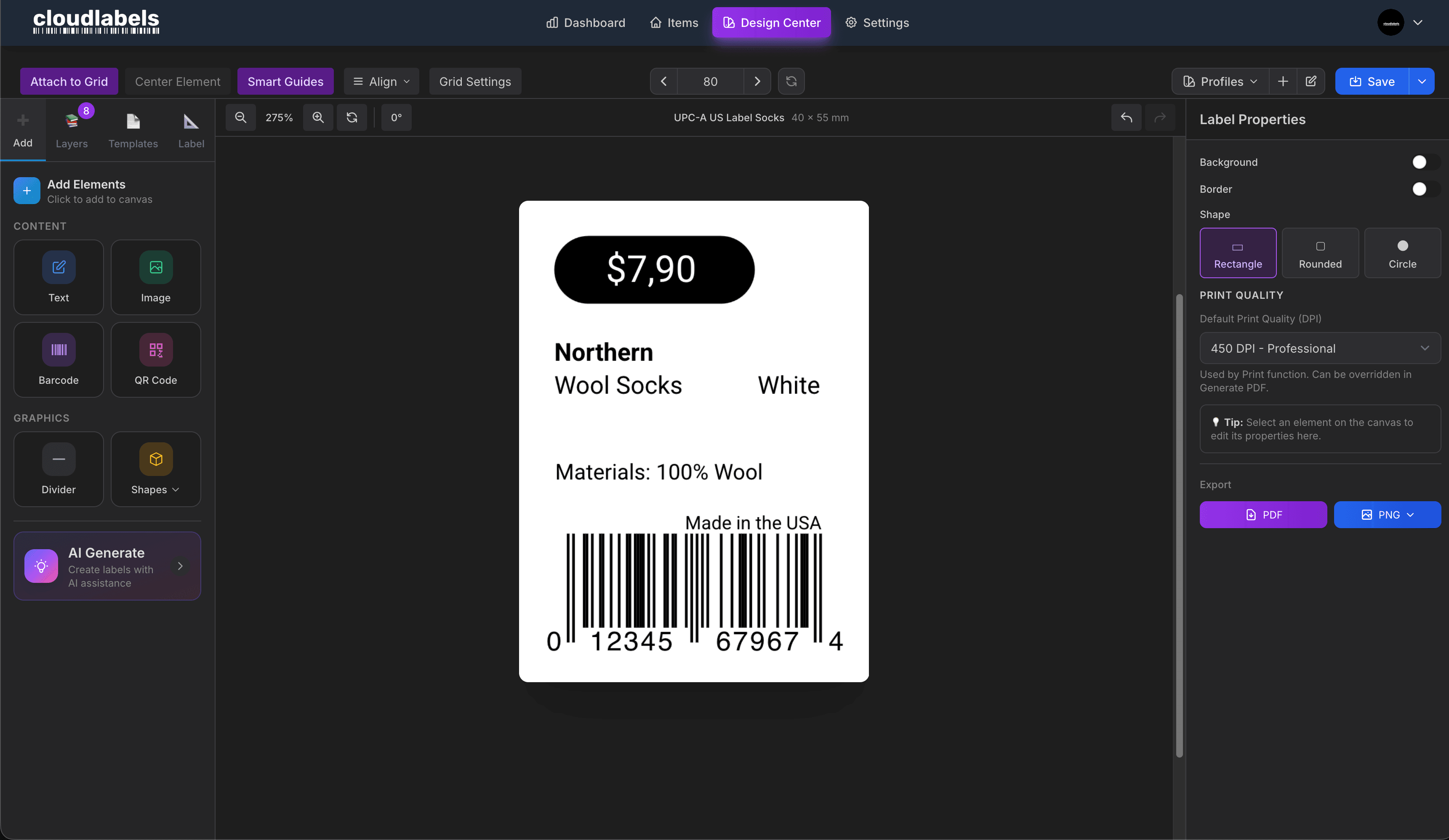 Cloudlabels Design Center - Visual label editor